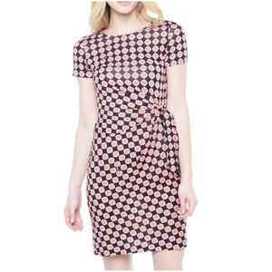 Diane Von Furstenberg Women’s Sz 6 Red Geometric Print Silk Dress Zoe Side Tie